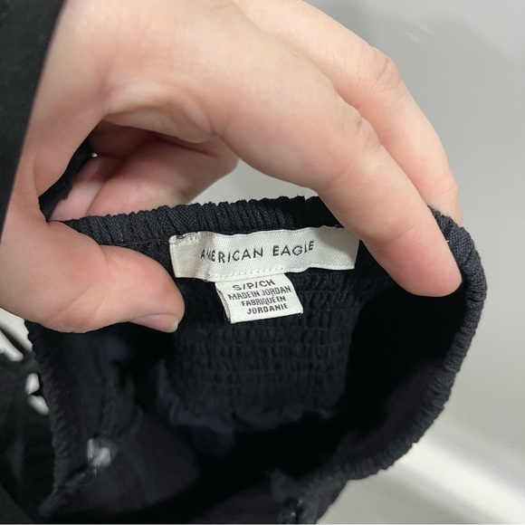 American Eagle Smocked Halter Mini Dress Black Small - Picture 8 of 8